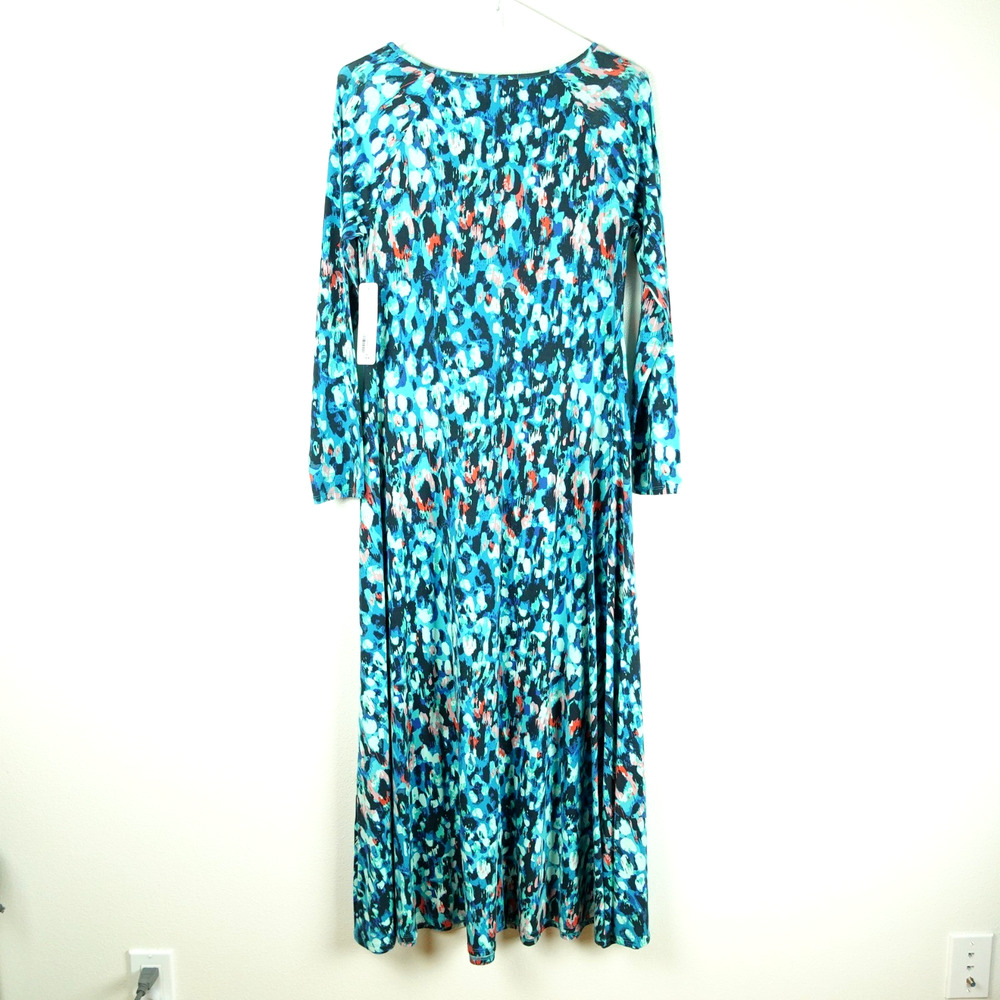 Soft Surroundings Dress Womens SZโ XSP Brooke Maxi Artsy Boho Abstract Coastal